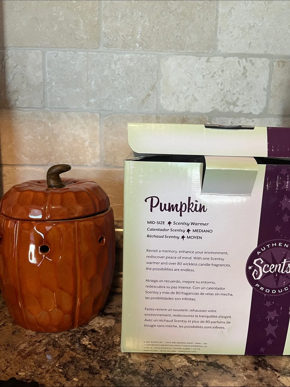 Retired 2010 Scentsy Pumpkin Full Size Ceramic Warmer - Fall Autumn Lantern